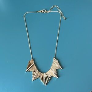 Elegant Gold Tone Necklace with Faux Diamonds